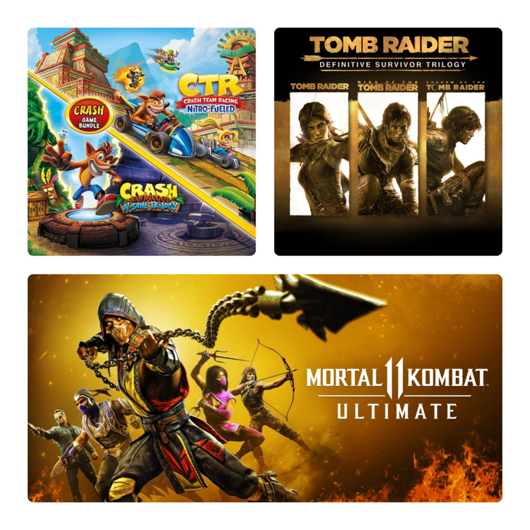 Mortal Kombat 11 Ultimate PS4 & PS5+Tomb Raider: Definitive Survivor Trilogy+Crash Bandicoot™ Bundle - N. Sane Trilogy + CTR Nitro-Fueled (اکانت قانونی PS4/PS5)